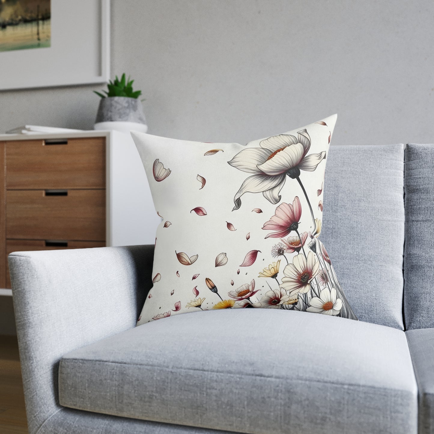 Boho Floral Pillow - Cozy Decor for Home, Gift for Her, Spring Home Accent, Flower Cushion, Modern Bohemian Style