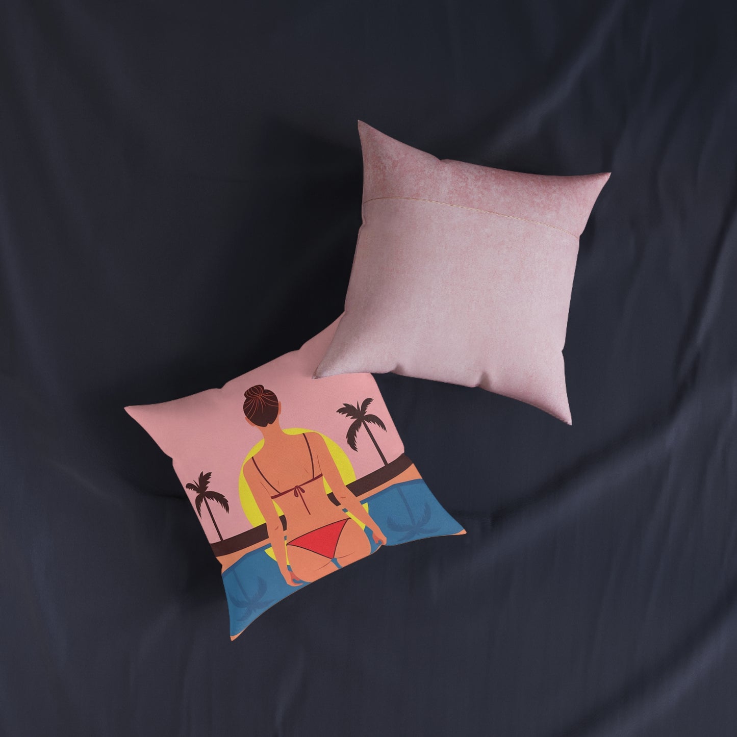 Beach Sunset Square Pillow - Summer Vibes, Tropical Decor, Home Accent, Gift for Her, Cozy Bedroom