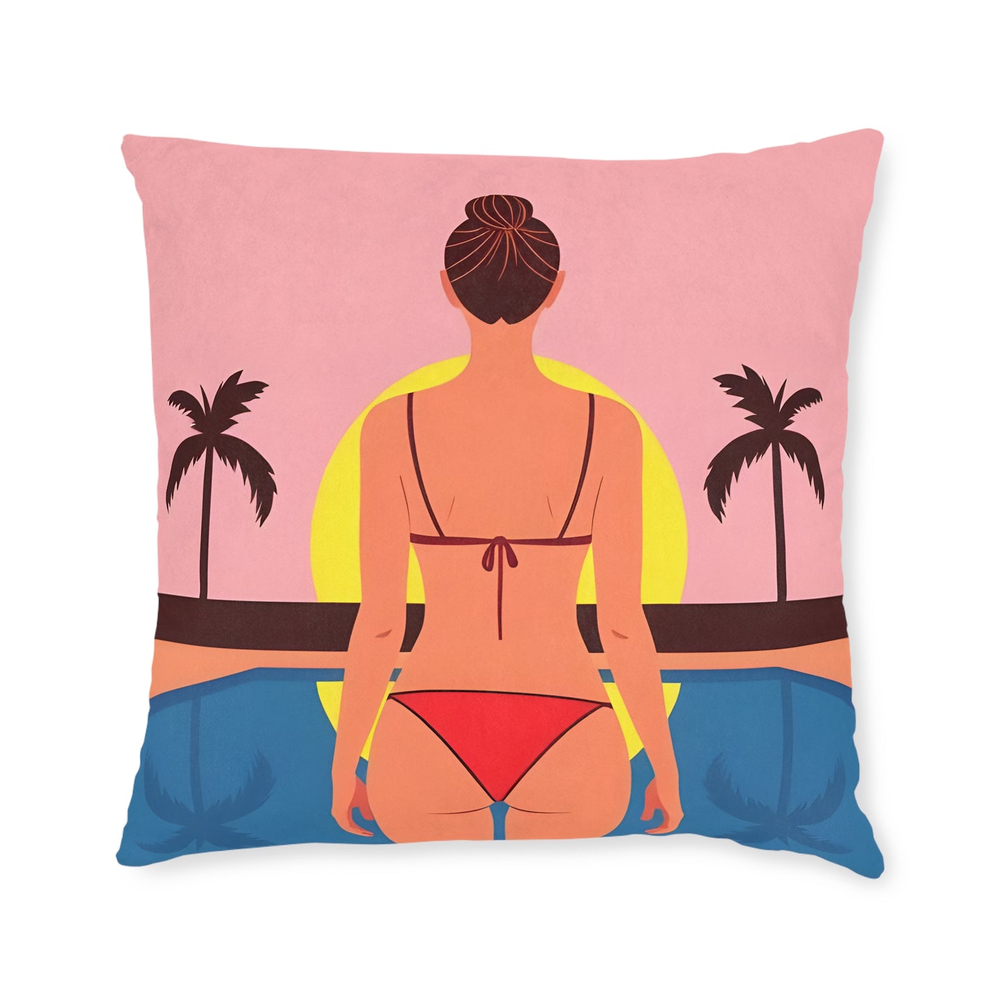 Beach Sunset Square Pillow - Summer Vibes, Tropical Decor, Home Accent, Gift for Her, Cozy Bedroom