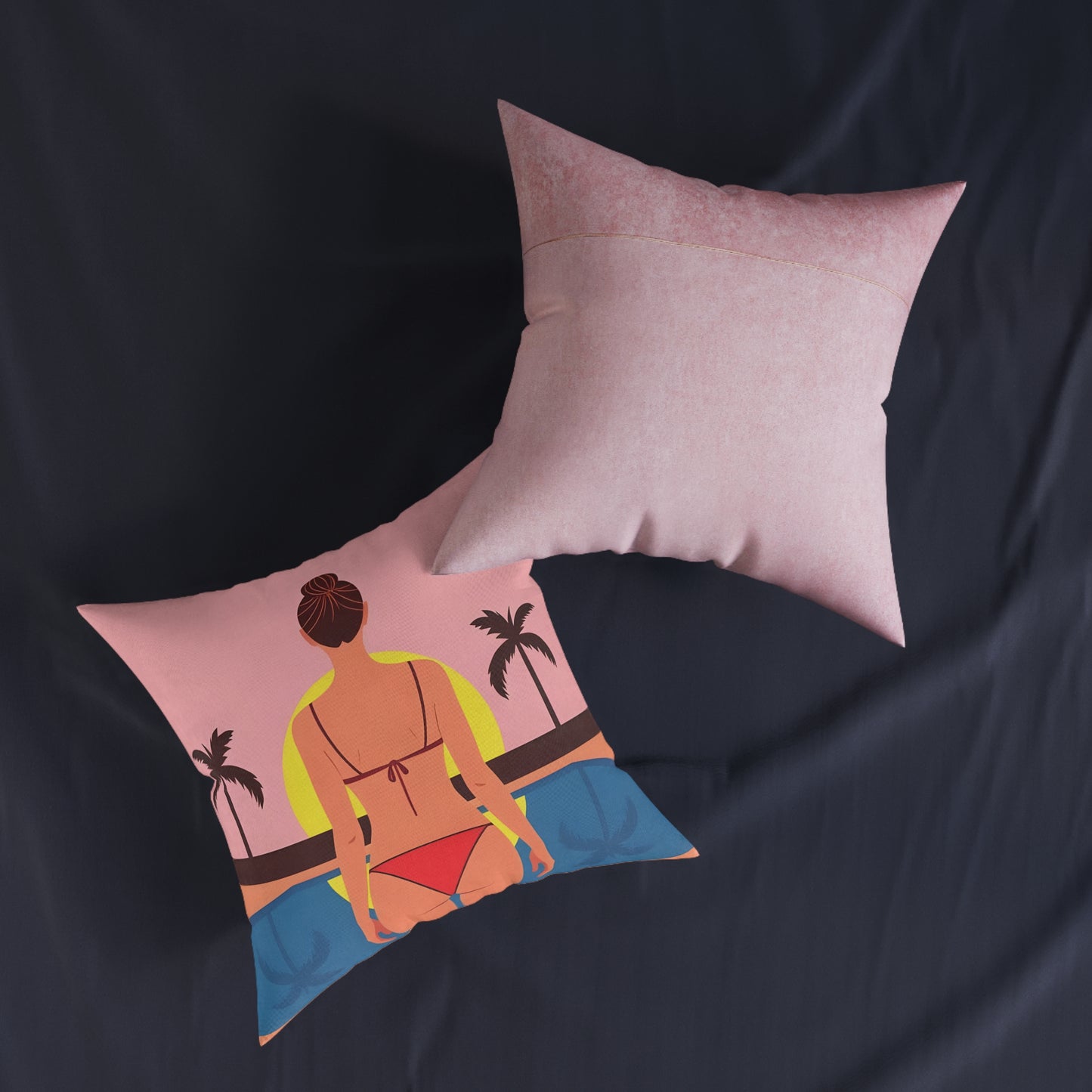Beach Sunset Square Pillow - Summer Vibes, Tropical Decor, Home Accent, Gift for Her, Cozy Bedroom