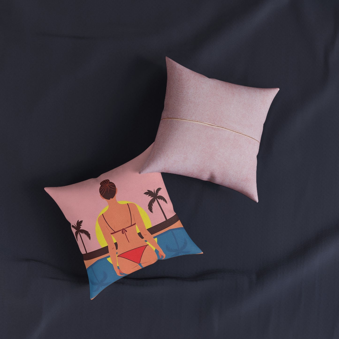 Beach Sunset Square Pillow - Summer Vibes, Tropical Decor, Home Accent, Gift for Her, Cozy Bedroom